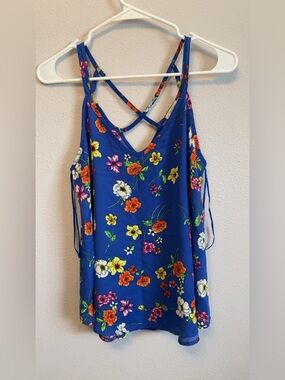 Sienna Sky Blue Floral Crisscross Camisole